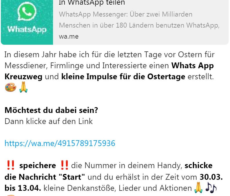 Impulse für die Kar- und Ostertage auf Dein Handy!