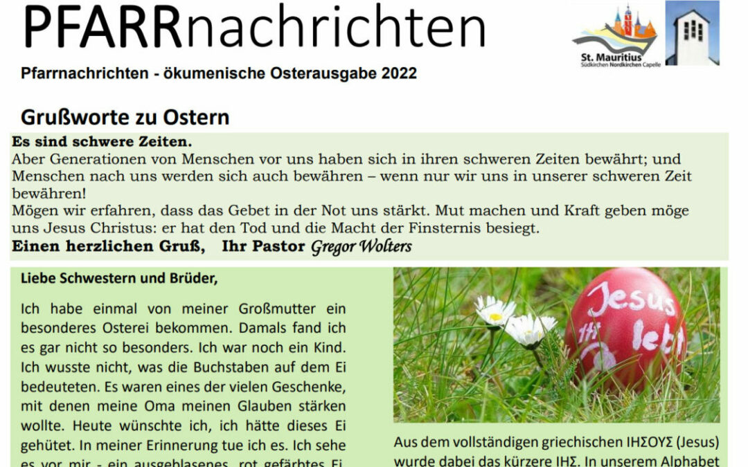 Neue ökumenischen Pfarrnachrichten im Quartal