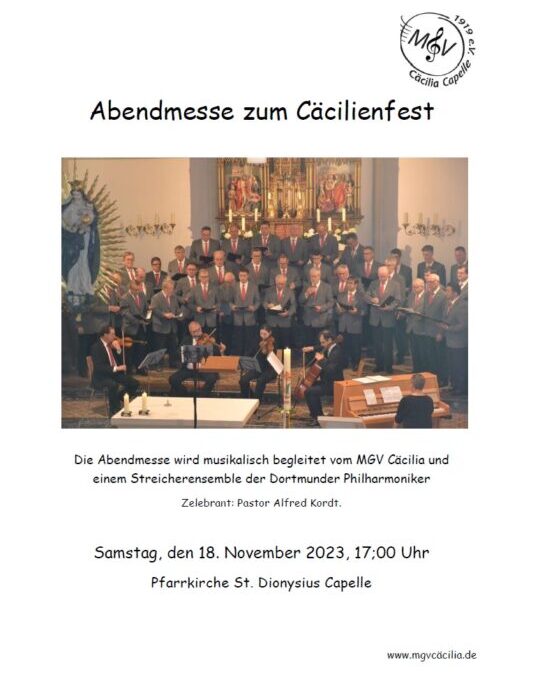 Abendmesse zum Cäcilienfest in Capelle